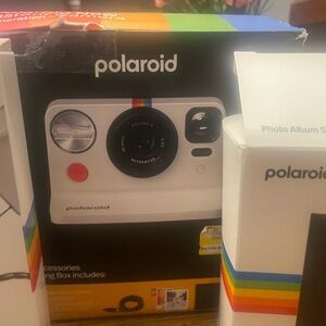 Polaroid Camera - White with Multicolor Stripe